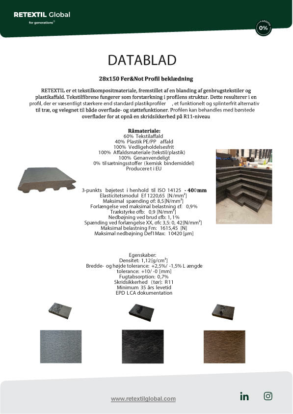 Retextil-levyt kielekkeellä - Harmaa - 28x150 mm