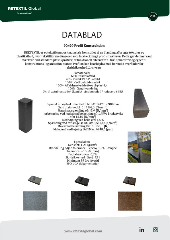 Retextil Stolpe - Grå - 90x90 mm